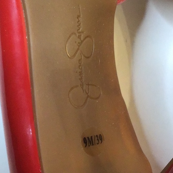 JESSICA SIMPSON WOMEN STUNNING RED PATENT POINTY TOE HEEL SZ 9M - Picture 11 of 12